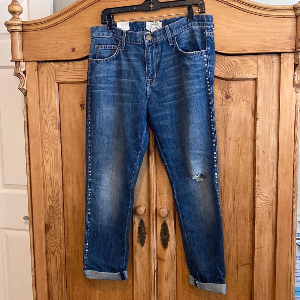 Current/Elliott “The Fling” studded boyfriend jeans